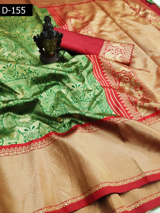 Green Kanjivaram Silk Saree With Blouse Piece  uploaded by Ishita Enterprise on 5/14/2023