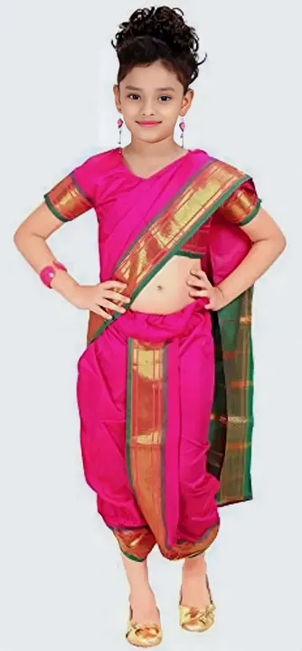 Readymade Navwari Saree with Stiched Blouse | Kids Pre-Stiched Saree | Kids Ethnic Wear
 uploaded by Momina Collection on 5/14/2023
