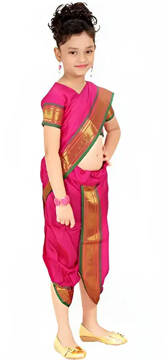 Readymade Navwari Saree with Stiched Blouse | Kids Pre-Stiched Saree | Kids Ethnic Wear
 uploaded by Momina Collection on 5/14/2023