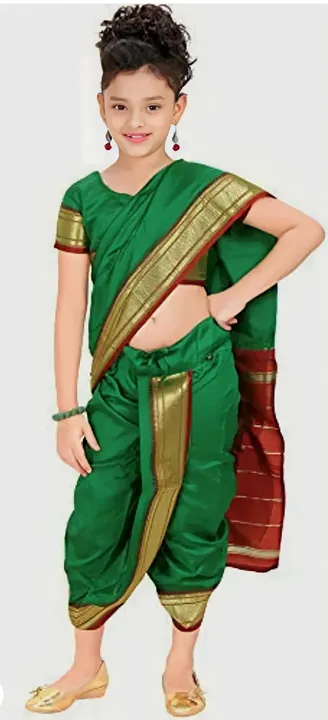 Readymade Navwari Saree with Stiched Blouse | Kids Pre-Stiched Saree | Ethnic Wear uploaded by Momina Collection on 5/14/2023