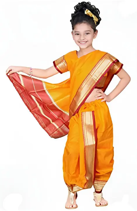 Readymade Navwari Saree with Stiched Blouse | Kids Pre-Stiched Saree | Ethnic Wear uploaded by business on 5/14/2023
