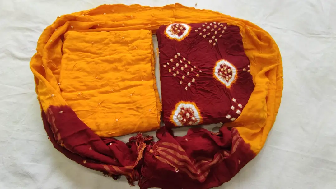 Reyon bandhni dress material uploaded by Yatin hiralal shah on 5/14/2023