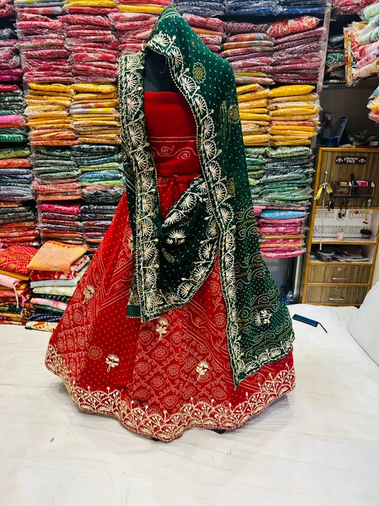 Gorjet fabric rai bandej kacha gota patti work uploaded by Deepika Designer Saree on 5/14/2023