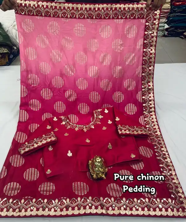 Chinon saree uploaded by SAURYA LIFE STYLE on 5/14/2023