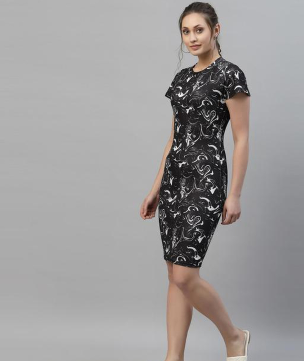 Black Lycra Fabric Printed Designer Party Wear 1_Piece Dress uploaded by Fashion clothing store on 5/14/2023