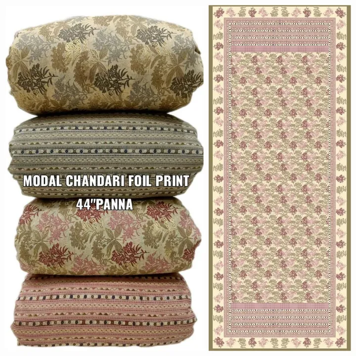 Modal Chanderi Foil Print  uploaded by Rakshit Fashion Fabrics Hub on 5/14/2023