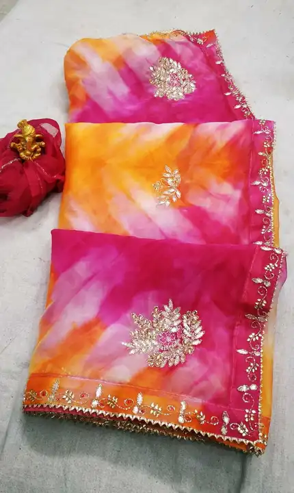 Pure oranza saree hand work uploaded by Deepika Designer Saree on 5/14/2023