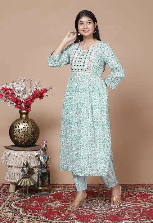 Cotton nyra cut kurtie with pant uploaded by Libaas on 5/14/2023