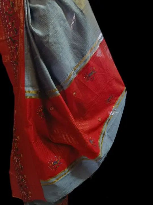 Madhubani handpainted Handwoven raw silk saree  uploaded by Hastvem Hastkari on 5/14/2023