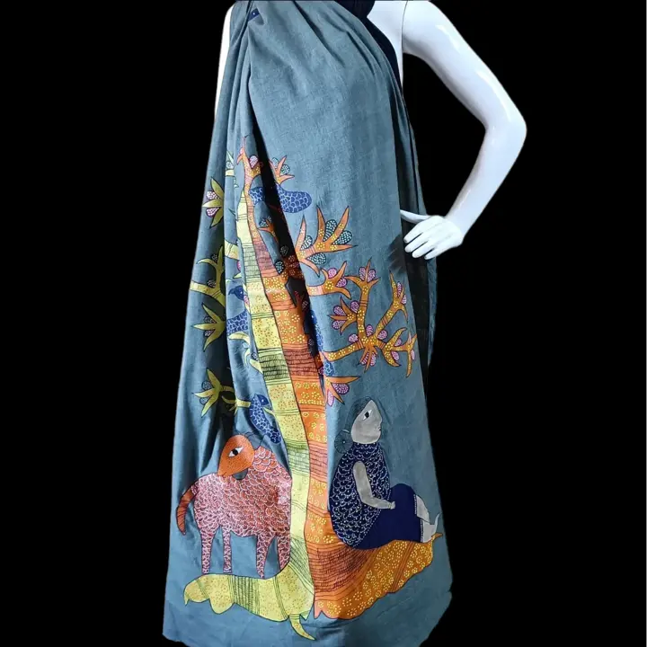 Gond handpainted Handwoven cotton blend saree  uploaded by Hastvem Hastkari on 5/14/2023