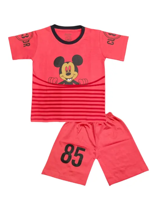 Boys Casual T Shirt Pant Combo Set (LightRed) uploaded by business on 5/14/2023