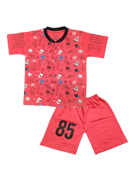 Boys Casual T Shirt Pant Combo Set (LightRed) uploaded by Supr on 5/14/2023