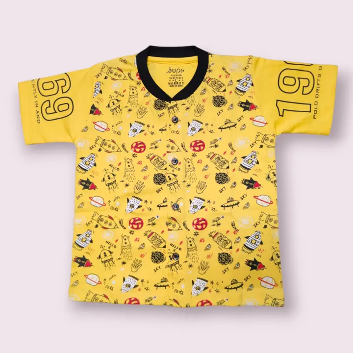 Boys Casual T Shirt Pant Combo Set (Yellow) uploaded by Supr on 5/14/2023