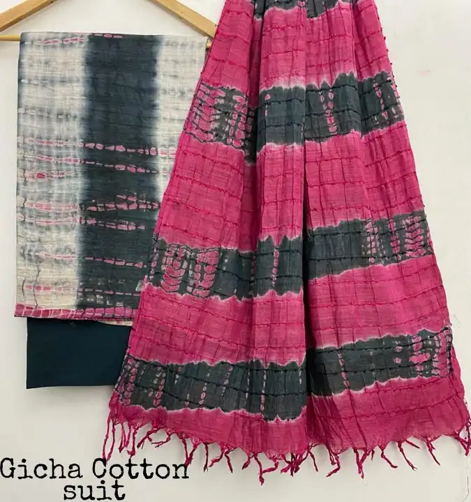 Gicha dupptta cotton suit set  uploaded by Bagru fab work on 5/15/2023