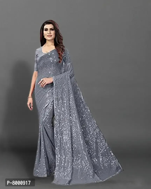 Georgette Squence Embroidered Saree  uploaded by Udaan on 5/15/2023