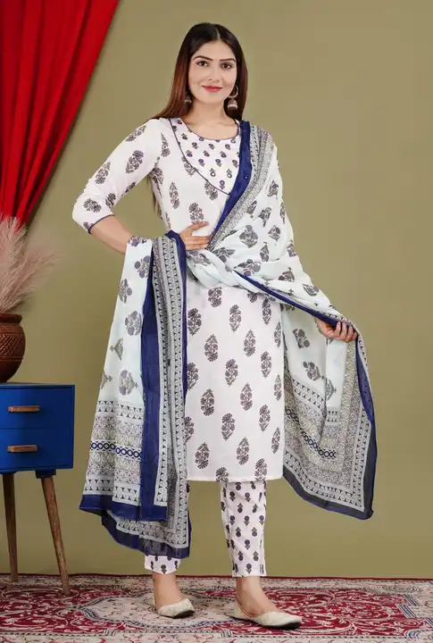 Premium beautiful printed embroided Kurti Pant & Dupatta*

*Fabric - Cotton 60*60*

*Size *- M L XL  uploaded by Mahipal Singh on 5/15/2023