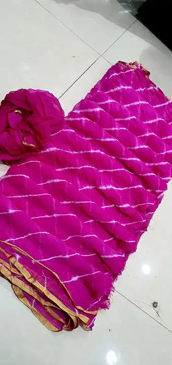 Chiffone lehriya sarees marwadi colour  bulk rate (20 to 100) uploaded by Narayan and sons jaipur rajasthan india on 5/15/2023