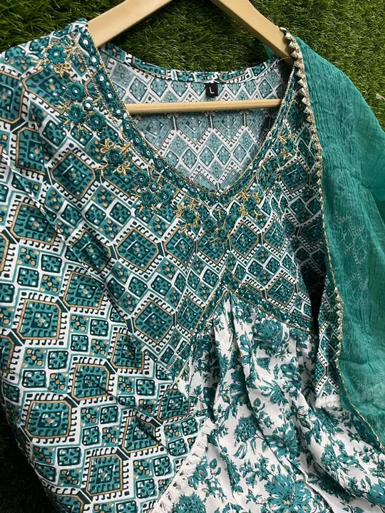 M to XXL, Reyon kurti with pant and dupatta uploaded by Online Ladies Dresses on 5/15/2023