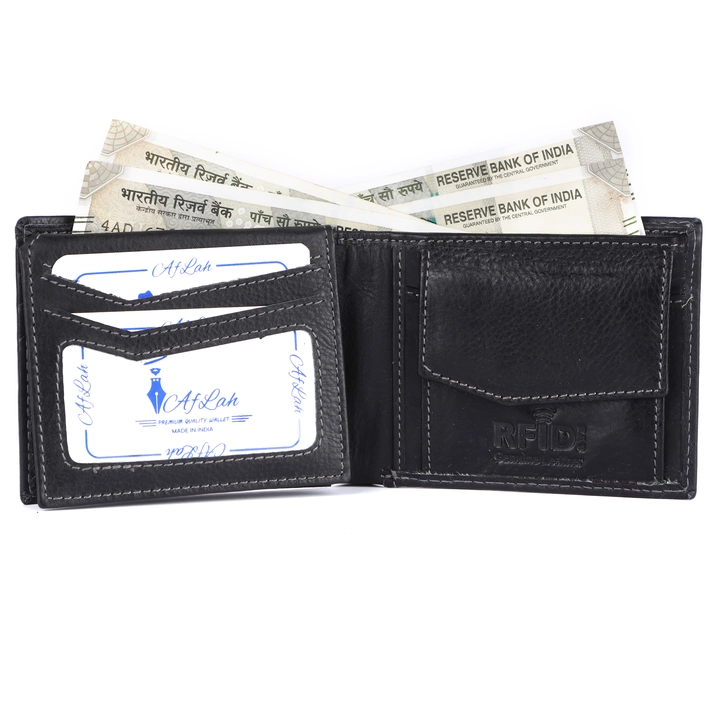 Black genuine leather wallet for men rfid blocking uploaded by As leather on 5/15/2023
