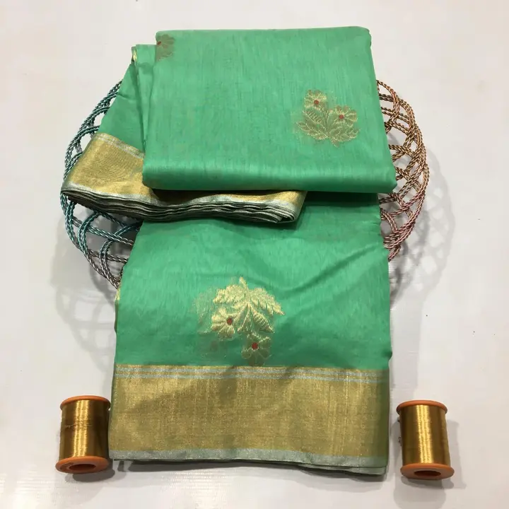 Post image Pure chanderi handloom pattu silk saree with blause chanderi saree available now