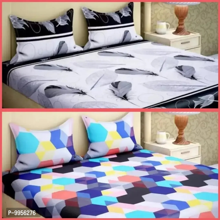 Amazing Family Combo Polycotton Pack Of 2 Double Bed Bedsheet With 4 Pillow Covers uploaded by Smart Store on 5/31/2024