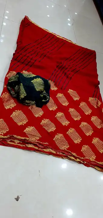 *beautiful color combination Saree for all ladies*

🥰🥰pure Georgette zari  with beautiful zari wai uploaded by Gotapatti manufacturer on 5/15/2023
