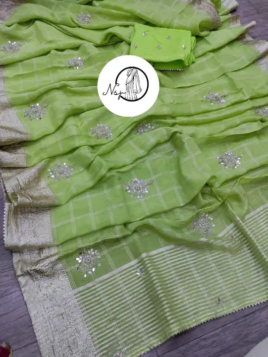 Presents orgenza silk Saree*
   
👉keep shopping with us 

*beautiful color combination Saree for al uploaded by Gotapatti manufacturer on 5/15/2023