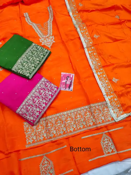 Upada silk suit with cinon dupatta  uploaded by Manish sales on 5/16/2023
