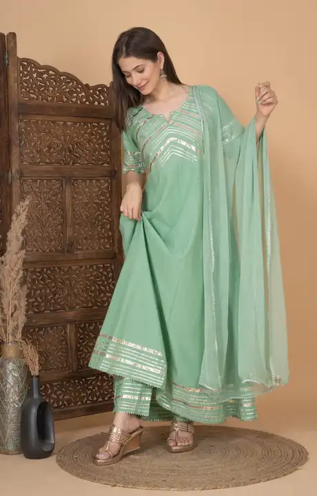 M to XXL, Cottongota stripes and the gota patii pant perfectly complements it. The siffon Dupatta in uploaded by Online Ladies Dresses on 5/16/2023