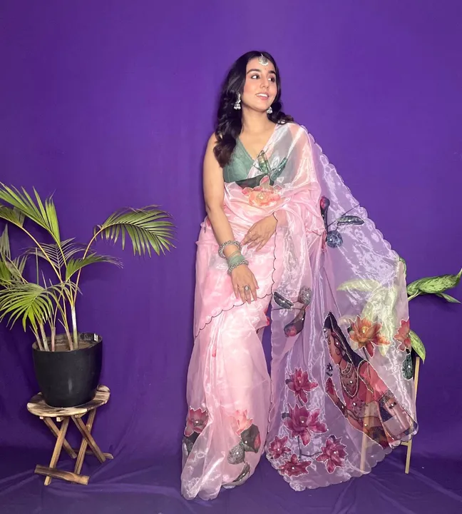 Organza handwork saree uploaded by business on 5/16/2023