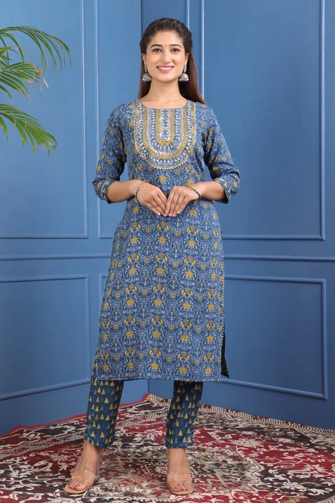 Cotton Embroidery work kurta set for women made in Jaipur  uploaded by MNC Fashion Trends on 5/16/2023