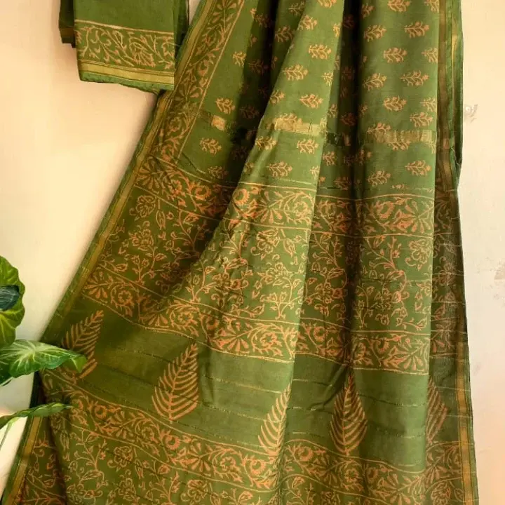 Chanderi handloom printed saree uploaded by Aahil  chanderi handloom saree on 5/16/2023