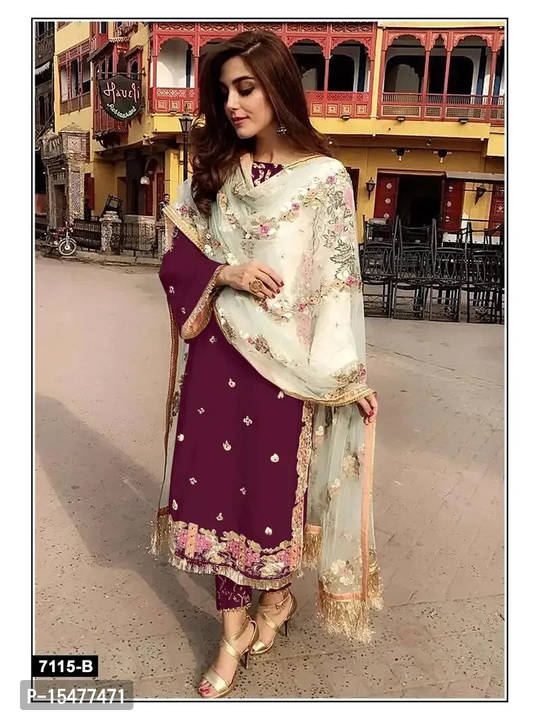 Designer Ladies Georgette Mirror Work Pakistani Style Palazzo Salwar Suit uploaded by business on 5/16/2023