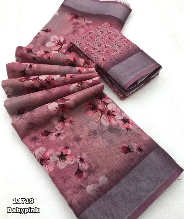 Soft Linen floral digital print with zari border uploaded by Suyukti fab on 5/16/2023