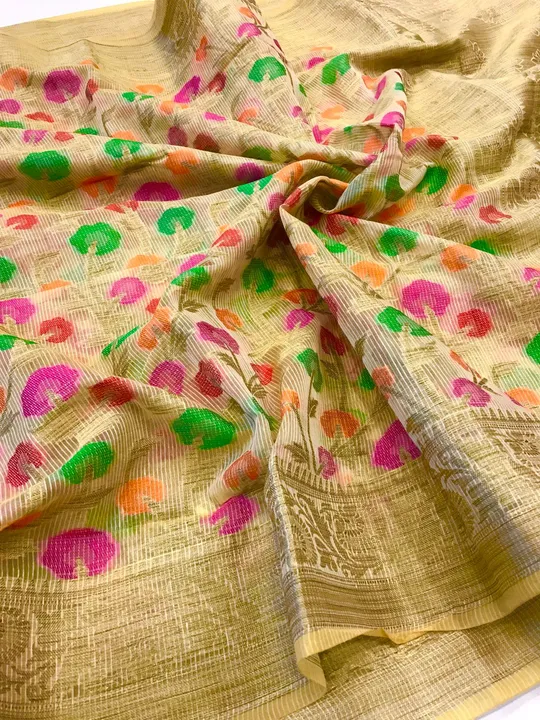 Soft linen silk sarees with beautiful pallu uploaded by Suyukti fab on 5/16/2023