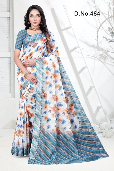 Women's digital print pure linen saree  uploaded by SHREEJI DIGITECH on 5/16/2023