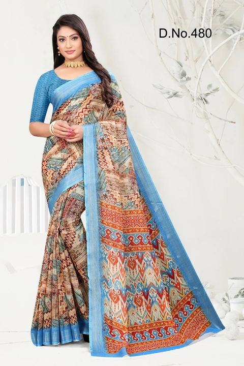 Women's digital print pure linen saree uploaded by SHREEJI DIGITECH on 5/16/2023