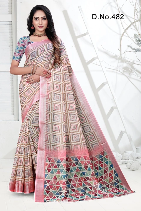 Women's digital print pure linen saree  uploaded by SHREEJI DIGITECH on 5/16/2023