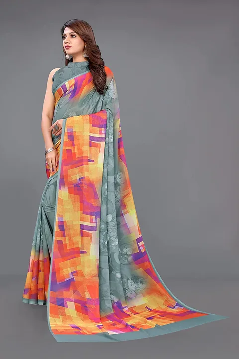 Women's Georgette digital print saree uploaded by SHREEJI DIGITECH on 5/16/2023