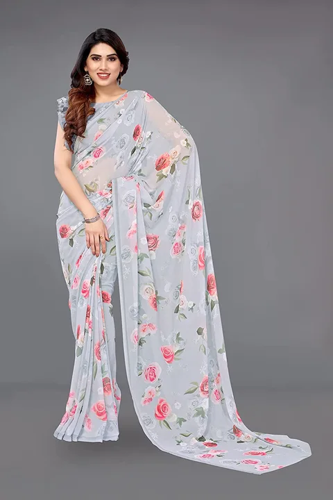 Women's Georgette digital print saree uploaded by business on 5/16/2023