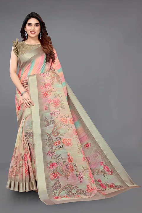 Women's cotton silk saree with satin border  uploaded by SHREEJI DIGITECH on 5/16/2023