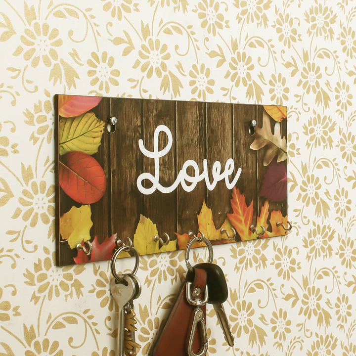 Brown Love Theme Wooden Key Holder with 7 Hooks
 uploaded by Home decor on 5/16/2023