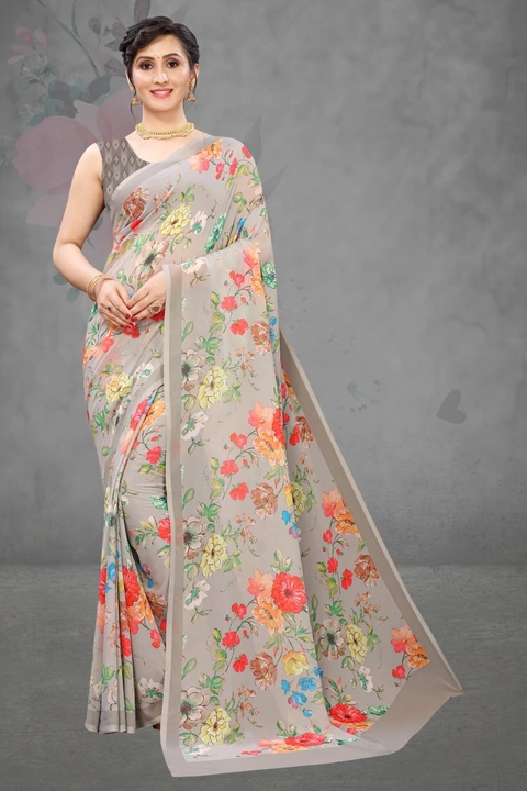 Women's Georgette digital print saree uploaded by SHREEJI DIGITECH on 5/16/2023