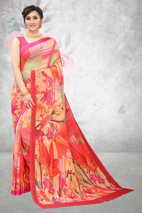 Women's Georgette digital print saree  uploaded by SHREEJI DIGITECH on 5/16/2023