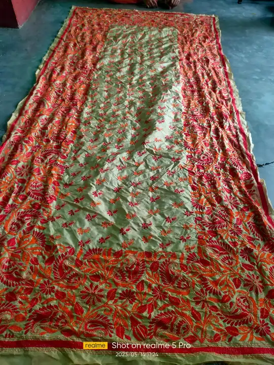 44" Width Dupatta Pure Bangalore Silk uploaded by Rangoli Kantha Stitch Works on 5/16/2023
