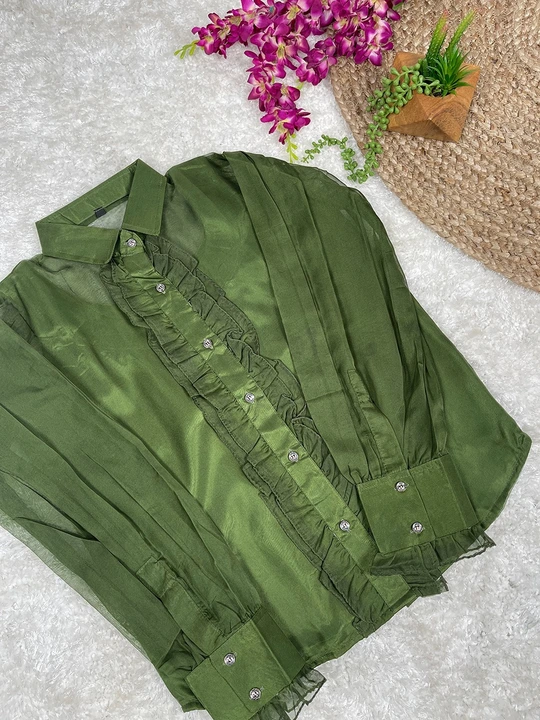 Our organza Shirt is a chic style to add your wordrobe! uploaded by Bandhani handcrafted on 5/16/2023