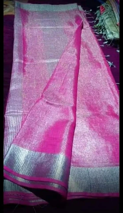 Tissue Linen Saree With Running blouse  uploaded by Kiran Textile on 5/16/2023