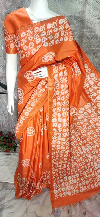 Katan Stepal Soft Silk Saree With Beautiful Batik Print  uploaded by Kiran Textile on 5/16/2023