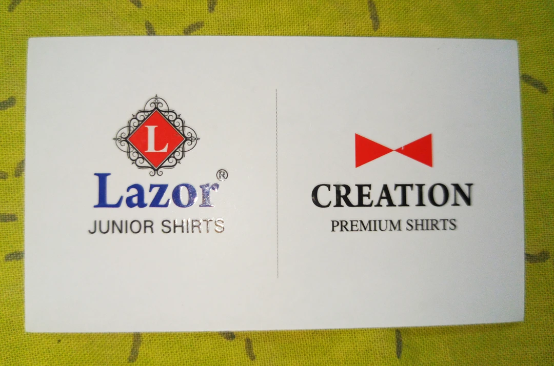 Visiting card store images of Lazor Shirts, NEW PATEL DRESSES , indore 