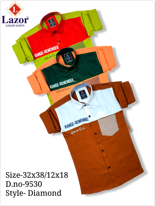 Kid's colour block Box packing shirt  uploaded by Lazor Shirts, NEW PATEL DRESSES , indore  on 5/16/2023